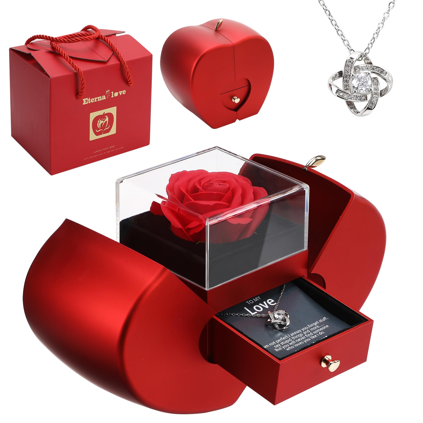 Wikay Coffret Rose Eternelle avec Bijoux, Cadeau d